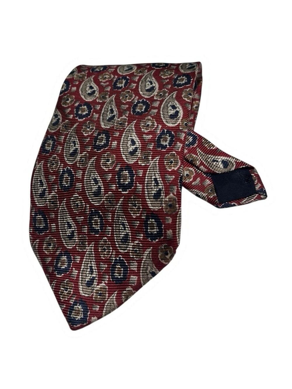 Vintage Brooks Brothers Makers Tie Paisley Floral‎ Red Blue USA Silk Necktie